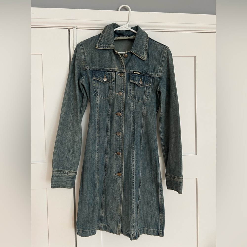 Long fitted jean jacket - European size 38 equivalent to extra small